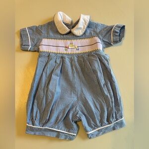 6 months Remember Nguyen Blue and White Gingham Birthday Jon Jon